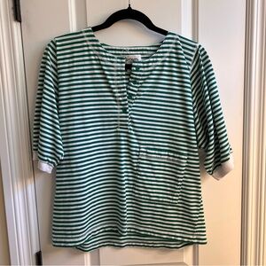 Green and White Striped Top